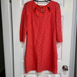 Laundry Coral Lace Dress with Cutouts